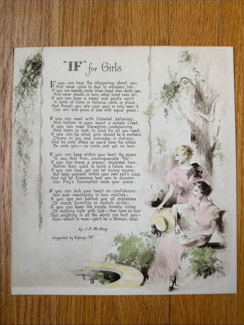 Antique “IF” for Girls Poem by J.P. Mc Evoy
